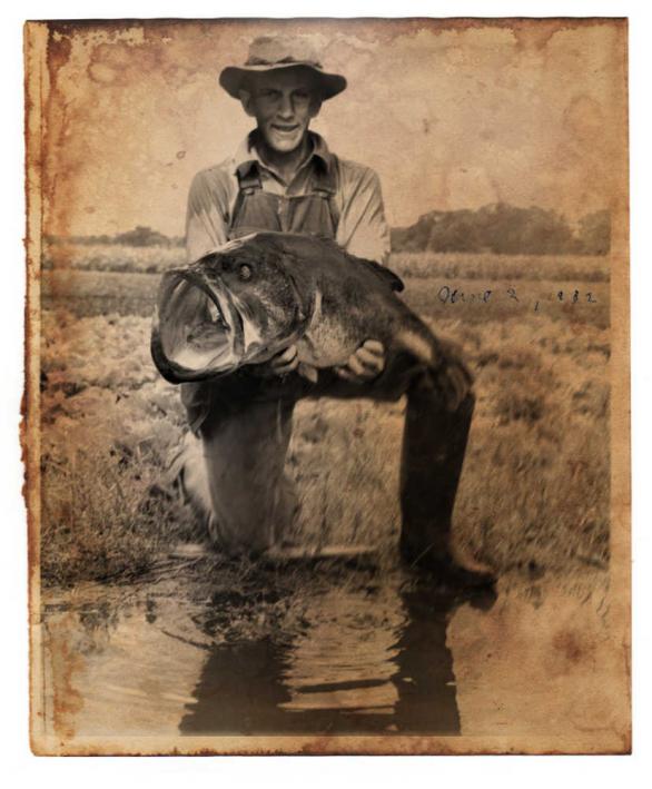 Photo of George Perry with his record largemouth - June 2, 1932