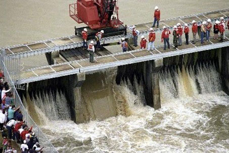 Bonnet Carre Spillway releasing water from the Mississippi