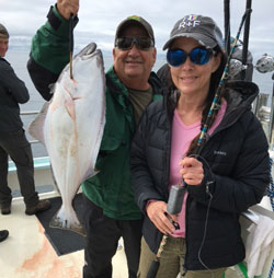 Linda and Don fishing for Halibut in Alaska