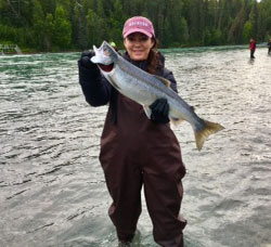 Cajun Invasion - Linda with a beautiful salmon