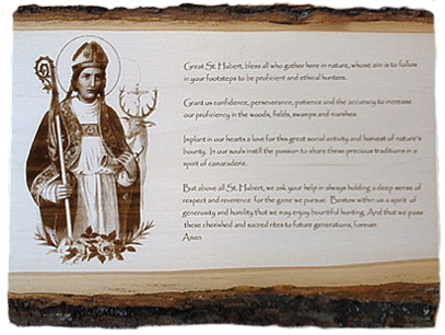 St Hubert Prayer rendered on wood
