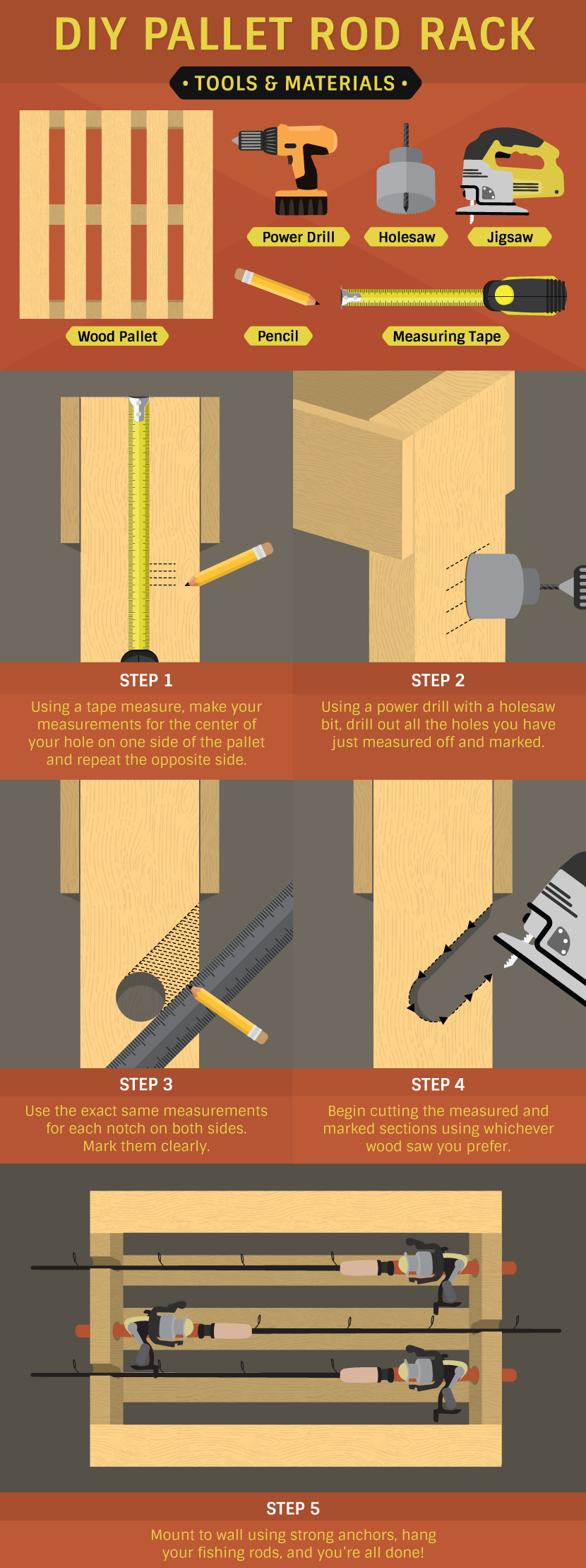 diy pallet rod rack