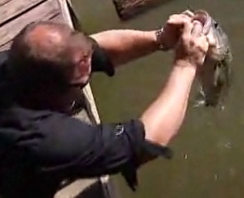 Spencer Ross of Chatom, Alabama hand fishing for bass