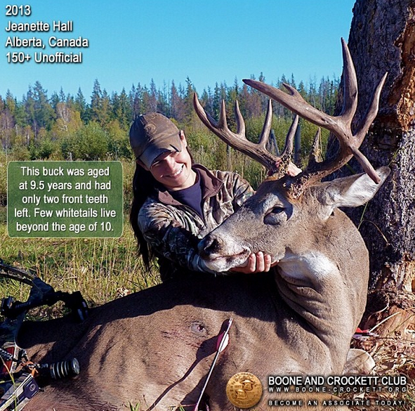 Jeanette Hall with her 9.5-year-old Alberta buck.