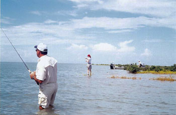 Surf fishing on the beaches of Breton Islands in southern Louisiana